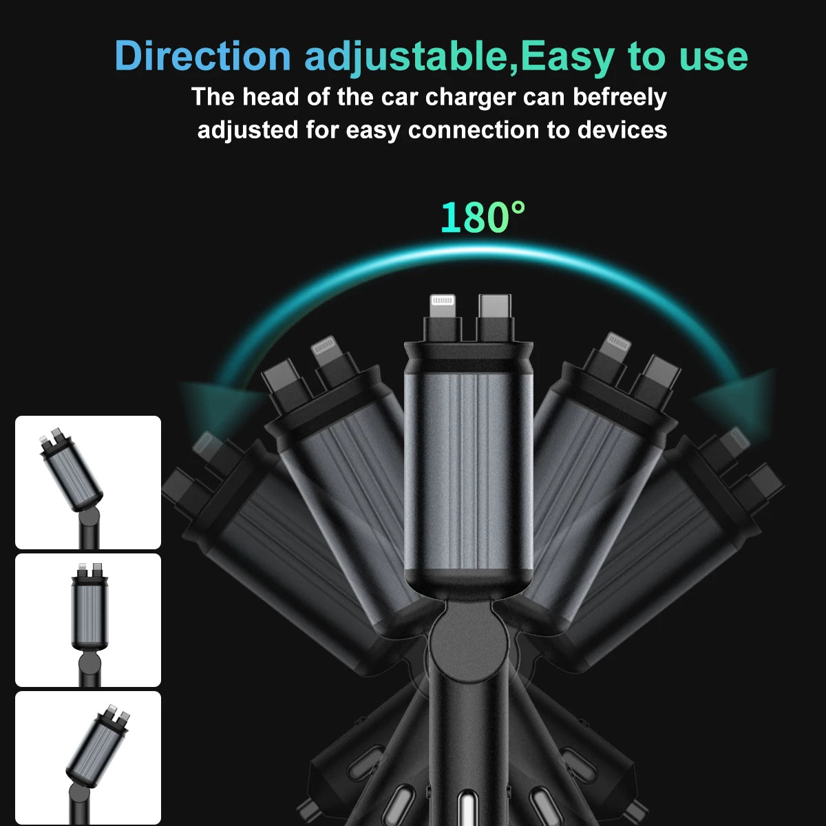 Forevtech 4-in-1 30W Car Retractable Fast Charger With Roof Starlight