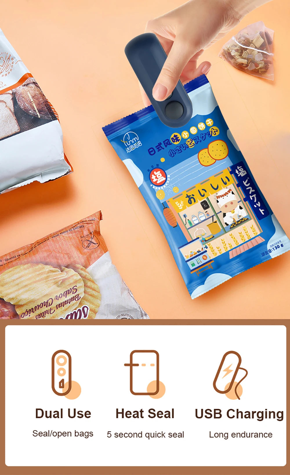 Forevtech Rechargeable 2-in-1 Bag Sealer & Cutter