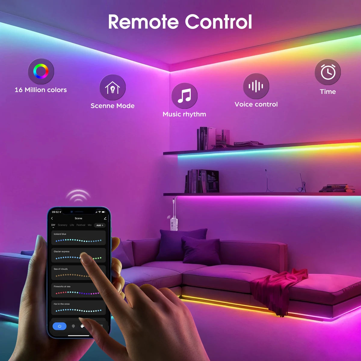Smart LED Strip Lights - WiFi RGBIC Alexa Google Compatible