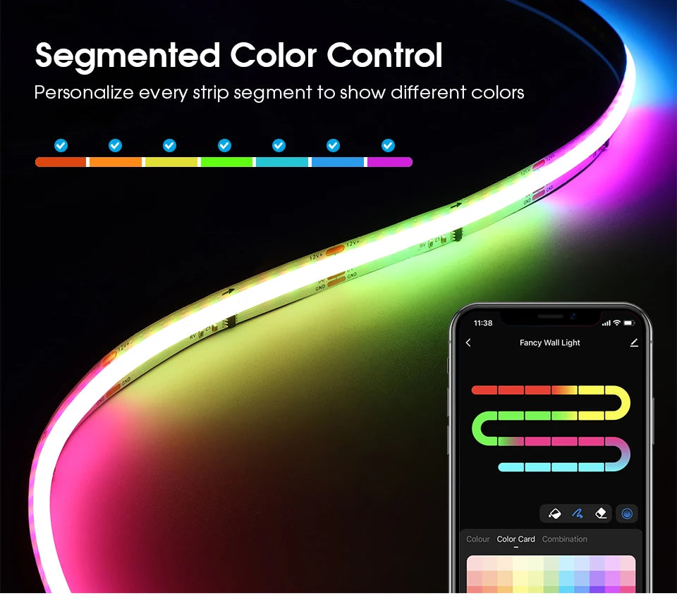 Smart LED Strip Lights - WiFi RGBIC Alexa Google Compatible